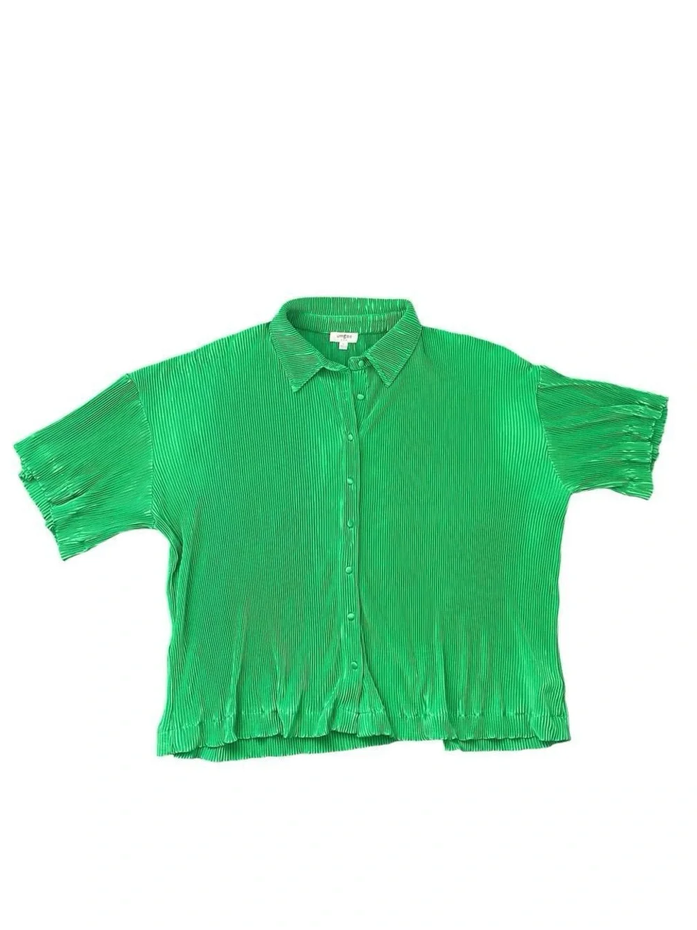 UMGEE Pleated Plissé Two-Piece Short Set- Green Size:Large
